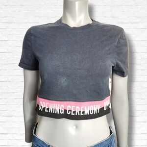 Opening Ceremony Faded Black Tee Shirt Crop Top Size XS